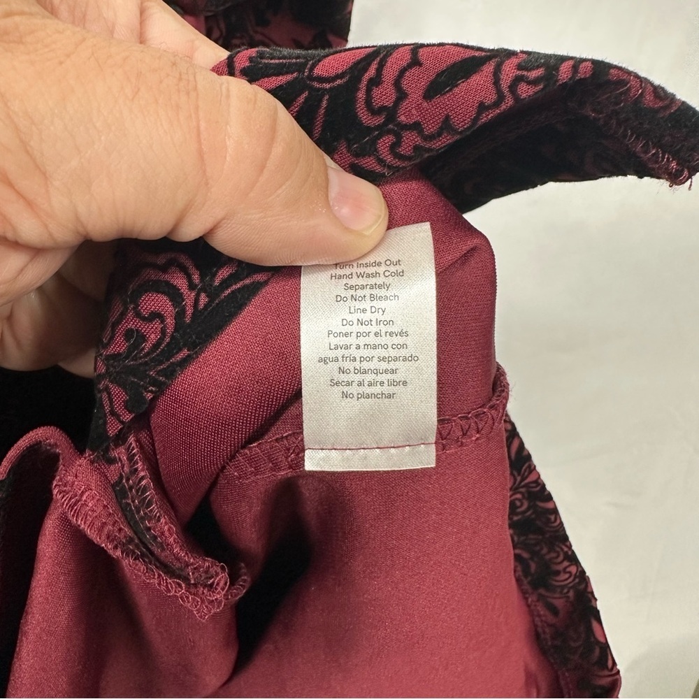 VENUS Burgundy Flocked Velvet Off-Shoulder Dress Size 14 - Picture 7 of 7